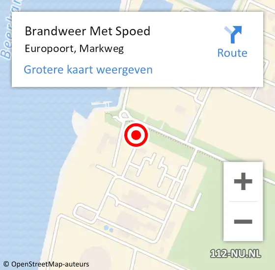 Locatie op kaart van de 112 melding: Brandweer Met Spoed Naar Europoort, Markweg op 24 september 2023 01:56