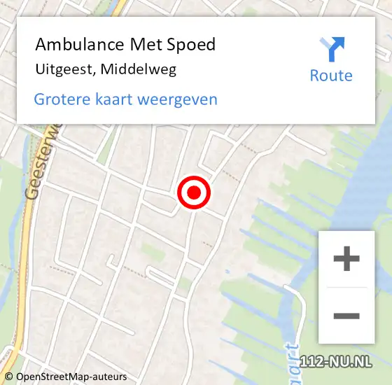 Locatie op kaart van de 112 melding: Ambulance Met Spoed Naar Uitgeest, Middelweg op 24 september 2023 03:01