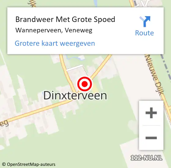 Locatie op kaart van de 112 melding: Brandweer Met Grote Spoed Naar Wanneperveen, Veneweg op 24 september 2023 03:49