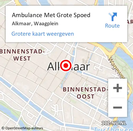 Locatie op kaart van de 112 melding: Ambulance Met Grote Spoed Naar Alkmaar, Waagplein op 24 september 2023 04:04