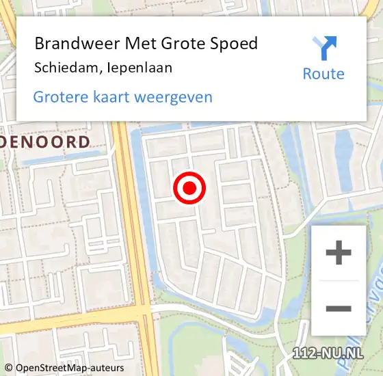 Locatie op kaart van de 112 melding: Brandweer Met Grote Spoed Naar Schiedam, Iepenlaan op 24 september 2023 05:37