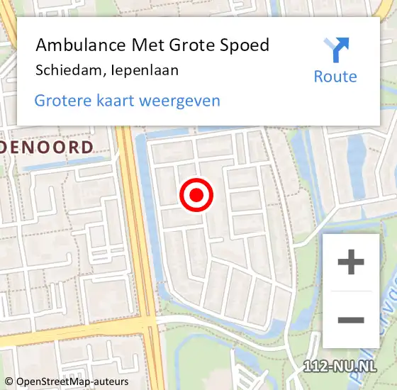 Locatie op kaart van de 112 melding: Ambulance Met Grote Spoed Naar Schiedam, Iepenlaan op 24 september 2023 05:37