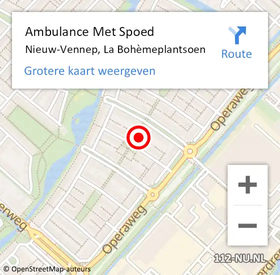 Locatie op kaart van de 112 melding: Ambulance Met Spoed Naar Nieuw-Vennep, La Bohèmeplantsoen op 24 september 2023 06:05