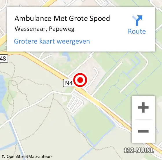 Locatie op kaart van de 112 melding: Ambulance Met Grote Spoed Naar Wassenaar, Papeweg op 24 september 2023 08:31