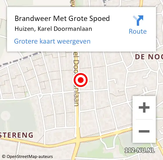 Locatie op kaart van de 112 melding: Brandweer Met Grote Spoed Naar Huizen, Karel Doormanlaan op 24 september 2023 08:31