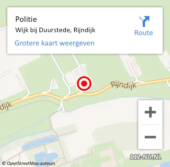 Locatie op kaart van de 112 melding: Politie Wijk bij Duurstede, Rijndijk op 24 september 2023 10:00