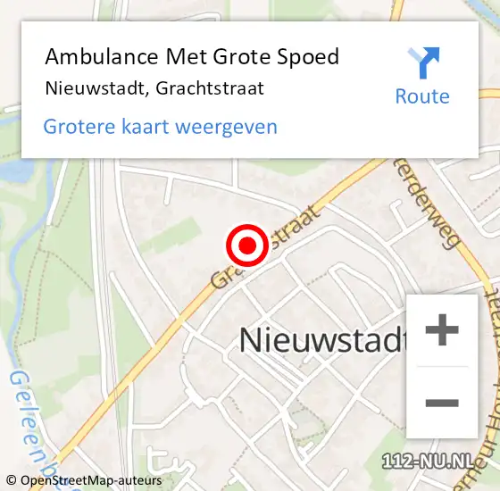 Locatie op kaart van de 112 melding: Ambulance Met Grote Spoed Naar Nieuwstadt, Grachtstraat op 24 september 2023 11:15