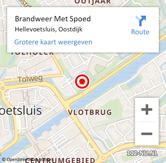 Locatie op kaart van de 112 melding: Brandweer Met Spoed Naar Hellevoetsluis, Oostdijk op 24 september 2023 11:22