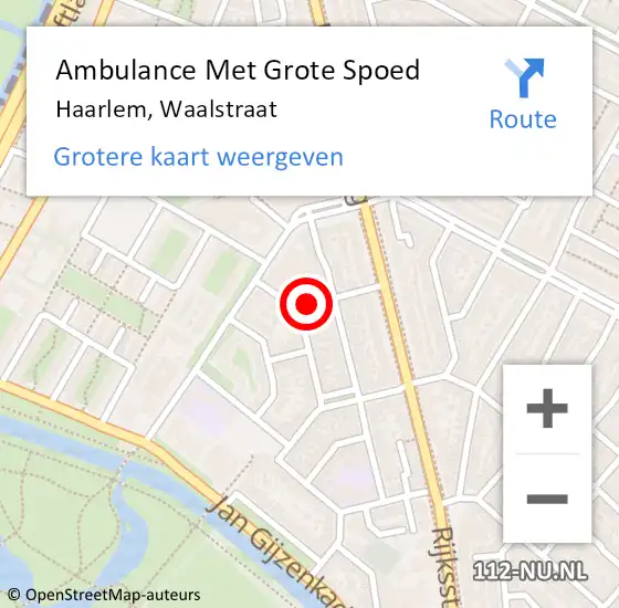Locatie op kaart van de 112 melding: Ambulance Met Grote Spoed Naar Haarlem, Waalstraat op 24 september 2023 12:24