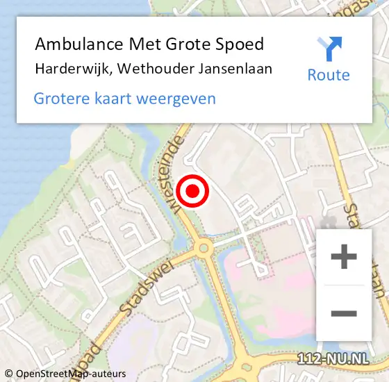 Locatie op kaart van de 112 melding: Ambulance Met Grote Spoed Naar Harderwijk, Wethouder Jansenlaan op 24 september 2023 13:17