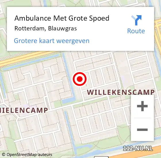 Locatie op kaart van de 112 melding: Ambulance Met Grote Spoed Naar Rotterdam, Blauwgras op 24 september 2023 13:39