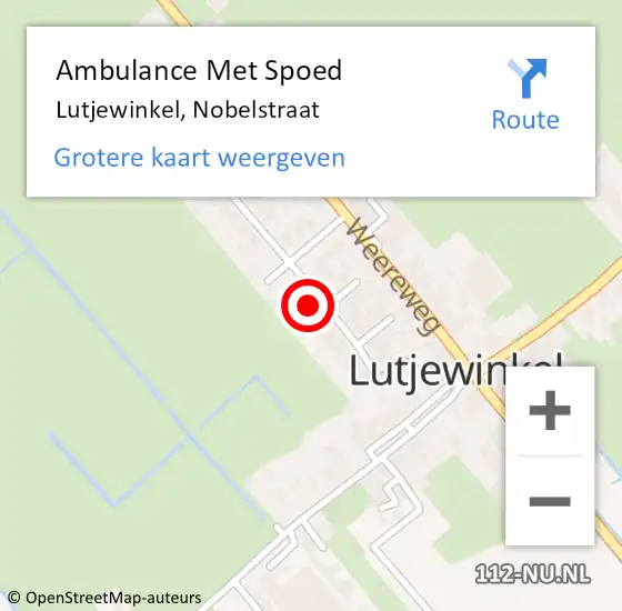 Locatie op kaart van de 112 melding: Ambulance Met Spoed Naar Lutjewinkel, Nobelstraat op 24 september 2023 13:50