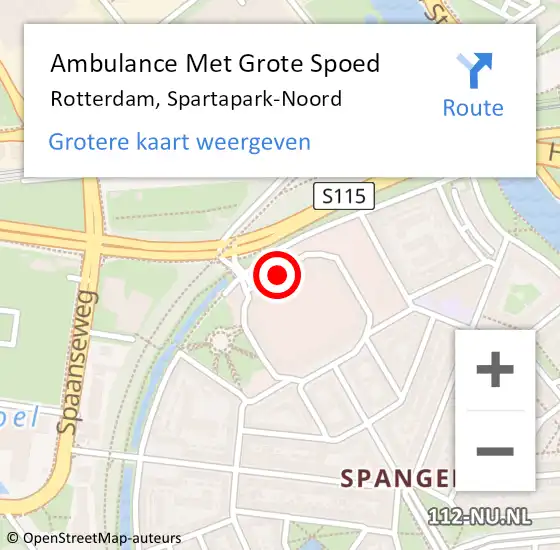 Locatie op kaart van de 112 melding: Ambulance Met Grote Spoed Naar Rotterdam, Spartapark-Noord op 24 september 2023 14:31