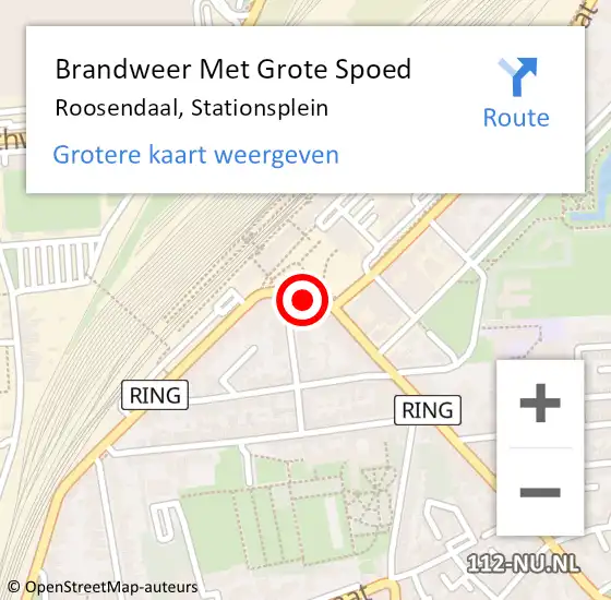 Locatie op kaart van de 112 melding: Brandweer Met Grote Spoed Naar Roosendaal, Stationsplein op 24 september 2023 14:36