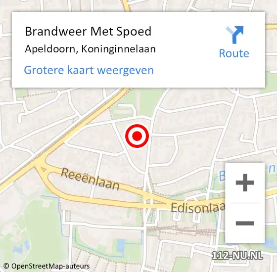 Locatie op kaart van de 112 melding: Brandweer Met Spoed Naar Apeldoorn, Koninginnelaan op 24 september 2023 14:45