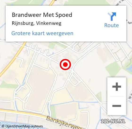 Locatie op kaart van de 112 melding: Brandweer Met Spoed Naar Rijnsburg, Vinkenweg op 24 september 2023 15:06