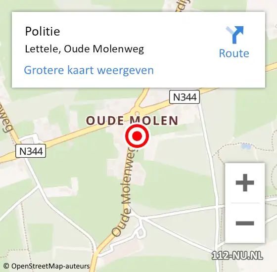 Locatie op kaart van de 112 melding: Politie Lettele, Oude Molenweg op 24 september 2023 15:40