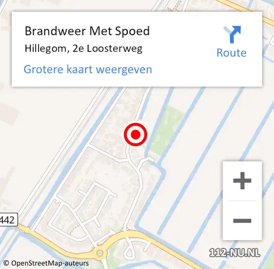 Locatie op kaart van de 112 melding: Brandweer Met Spoed Naar Hillegom, 2e Loosterweg op 24 september 2023 15:52
