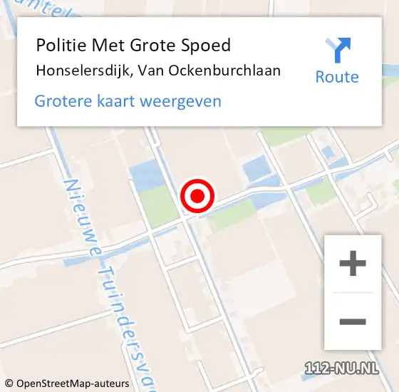 Locatie op kaart van de 112 melding: Politie Met Grote Spoed Naar Honselersdijk, Van Ockenburchlaan op 24 september 2023 17:04