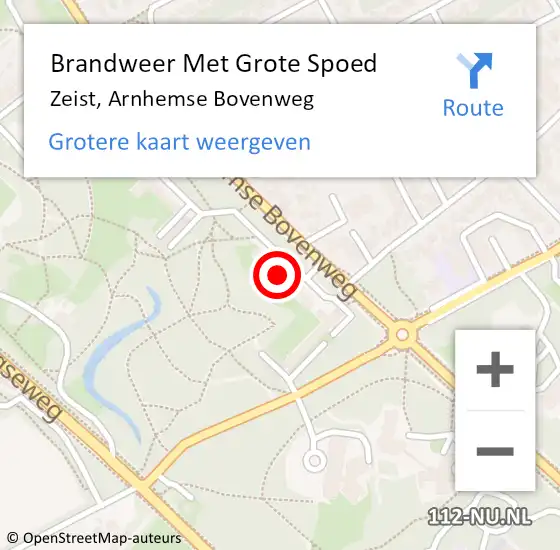 Locatie op kaart van de 112 melding: Brandweer Met Grote Spoed Naar Zeist, Arnhemse Bovenweg op 24 september 2023 17:34