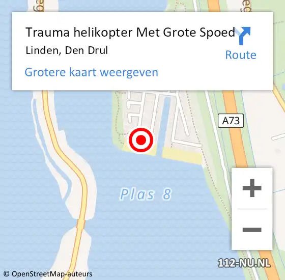 Locatie op kaart van de 112 melding: Trauma helikopter Met Grote Spoed Naar Linden, Den Drul op 24 september 2023 18:45