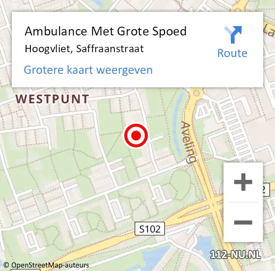 Locatie op kaart van de 112 melding: Ambulance Met Grote Spoed Naar Hoogvliet, Saffraanstraat op 24 september 2023 19:08