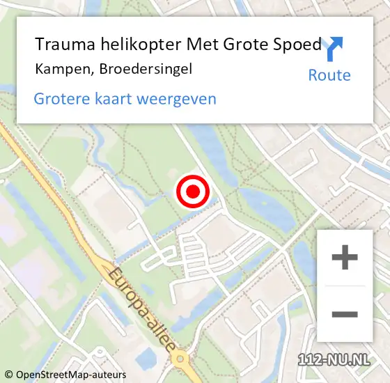 Locatie op kaart van de 112 melding: Trauma helikopter Met Grote Spoed Naar Kampen, Broedersingel op 24 september 2023 19:27