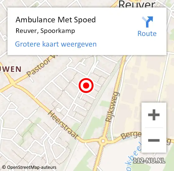 Locatie op kaart van de 112 melding: Ambulance Met Spoed Naar Reuver, Spoorkamp op 24 september 2023 20:49