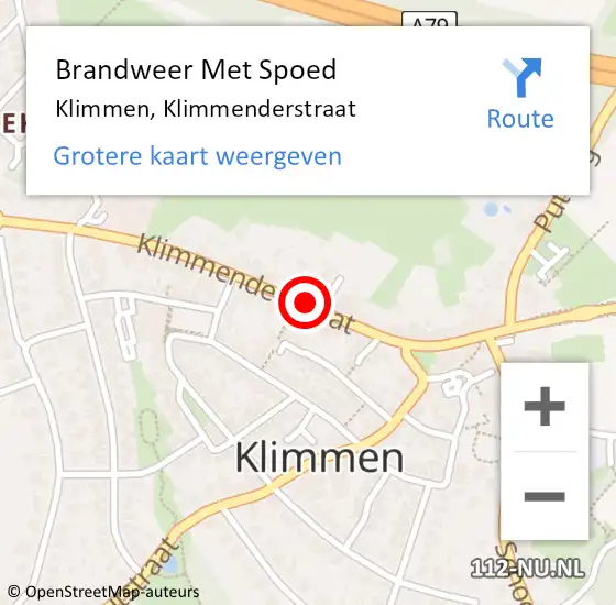 Locatie op kaart van de 112 melding: Brandweer Met Spoed Naar Klimmen, Klimmenderstraat op 25 september 2023 01:41