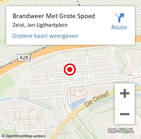 Locatie op kaart van de 112 melding: Brandweer Met Grote Spoed Naar Zeist, Jan Ligthartplein op 25 september 2023 02:32