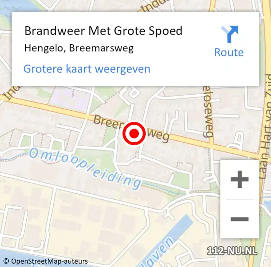 Locatie op kaart van de 112 melding: Brandweer Met Grote Spoed Naar Hengelo, Breemarsweg op 25 september 2023 02:35