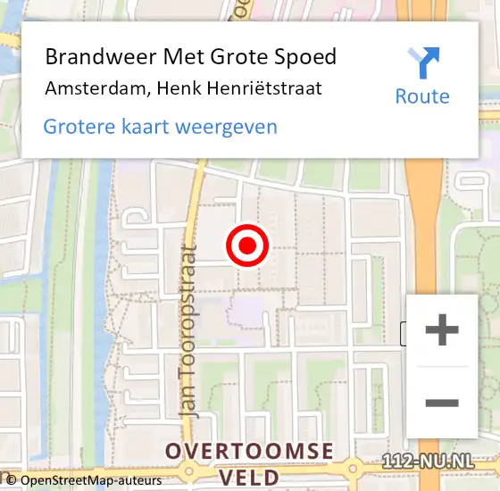 Locatie op kaart van de 112 melding: Brandweer Met Grote Spoed Naar Amsterdam, Henk Henriëtstraat op 25 september 2023 02:58