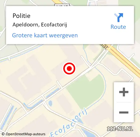 Locatie op kaart van de 112 melding: Politie Apeldoorn, Ecofactorij op 25 september 2023 05:38