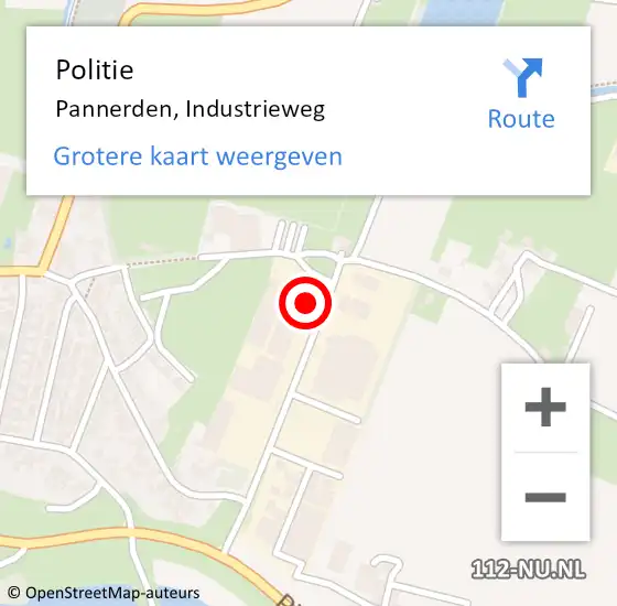 Locatie op kaart van de 112 melding: Politie Pannerden, Industrieweg op 25 september 2023 07:20