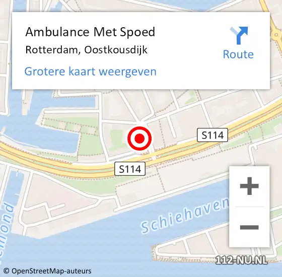 Locatie op kaart van de 112 melding: Ambulance Met Spoed Naar Rotterdam, Oostkousdijk op 25 september 2023 08:12