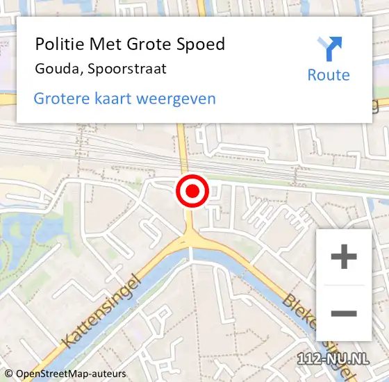 Locatie op kaart van de 112 melding: Politie Met Grote Spoed Naar Gouda, Spoorstraat op 25 september 2023 08:22
