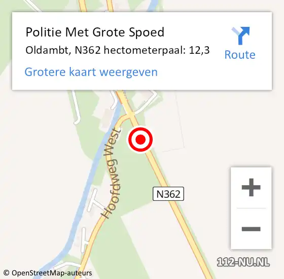 Locatie op kaart van de 112 melding: Politie Met Grote Spoed Naar Oldambt, N362 hectometerpaal: 12,3 op 25 september 2023 09:57