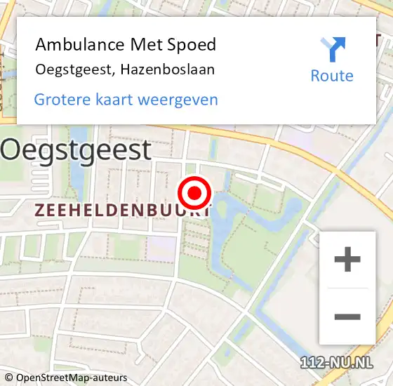 Locatie op kaart van de 112 melding: Ambulance Met Spoed Naar Oegstgeest, Hazenboslaan op 25 september 2023 10:08