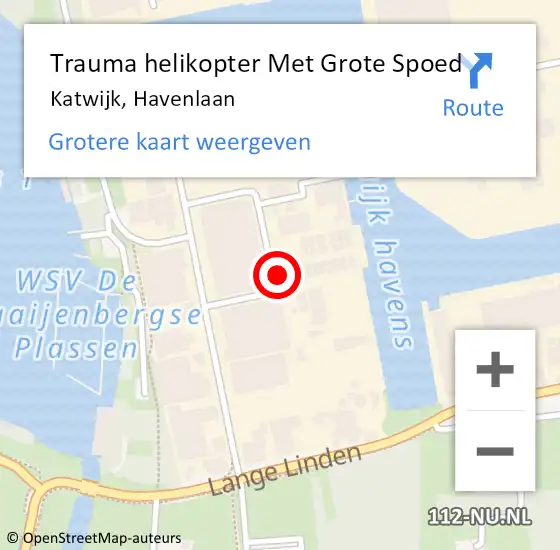 Locatie op kaart van de 112 melding: Trauma helikopter Met Grote Spoed Naar Katwijk, Havenlaan op 25 september 2023 10:17