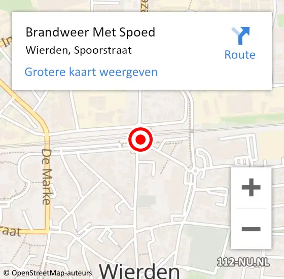 Locatie op kaart van de 112 melding: Brandweer Met Spoed Naar Wierden, Spoorstraat op 25 september 2023 11:38