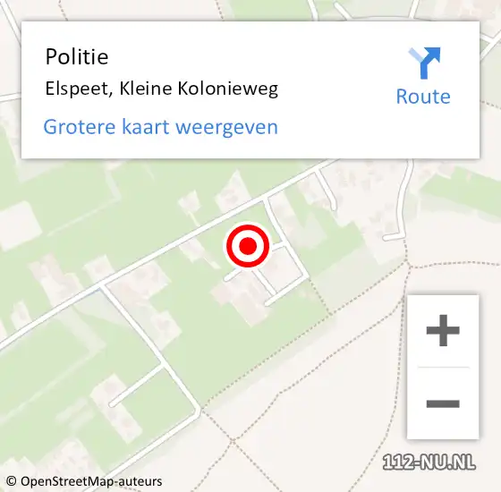 Locatie op kaart van de 112 melding: Politie Elspeet, Kleine Kolonieweg op 25 september 2023 12:30