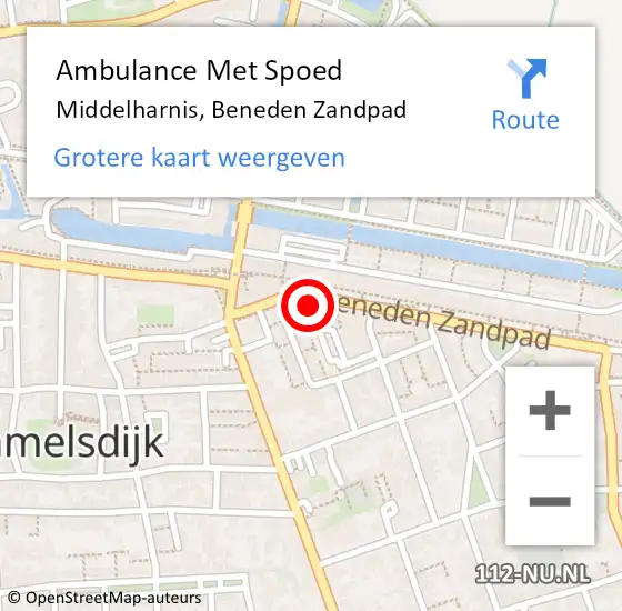 Locatie op kaart van de 112 melding: Ambulance Met Spoed Naar Middelharnis, Beneden Zandpad op 25 september 2023 13:36