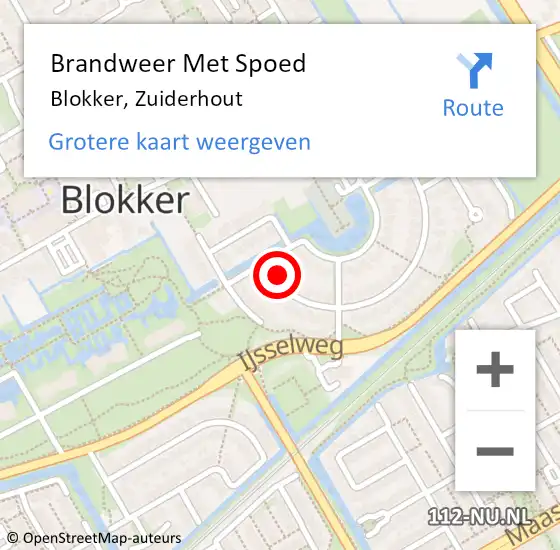 Locatie op kaart van de 112 melding: Brandweer Met Spoed Naar Blokker, Zuiderhout op 25 september 2023 13:48