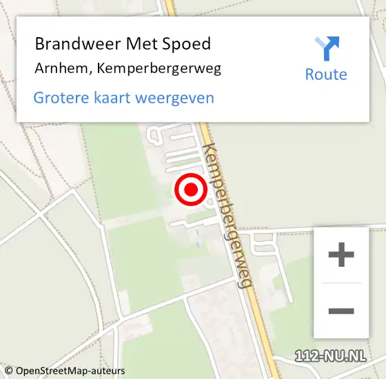 Locatie op kaart van de 112 melding: Brandweer Met Spoed Naar Arnhem, Kemperbergerweg op 25 september 2023 16:55