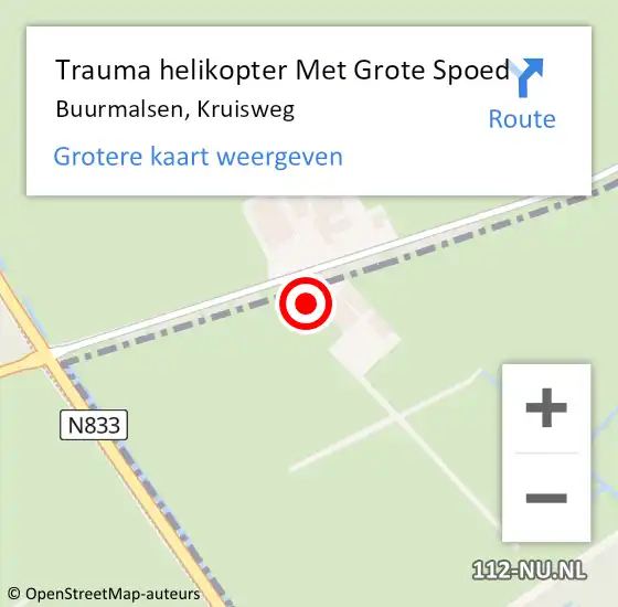 Locatie op kaart van de 112 melding: Trauma helikopter Met Grote Spoed Naar Buurmalsen, Kruisweg op 25 september 2023 17:07