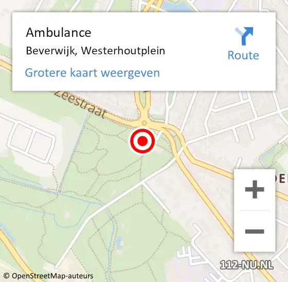 Locatie op kaart van de 112 melding: Ambulance Beverwijk, Westerhoutplein op 25 september 2023 17:41