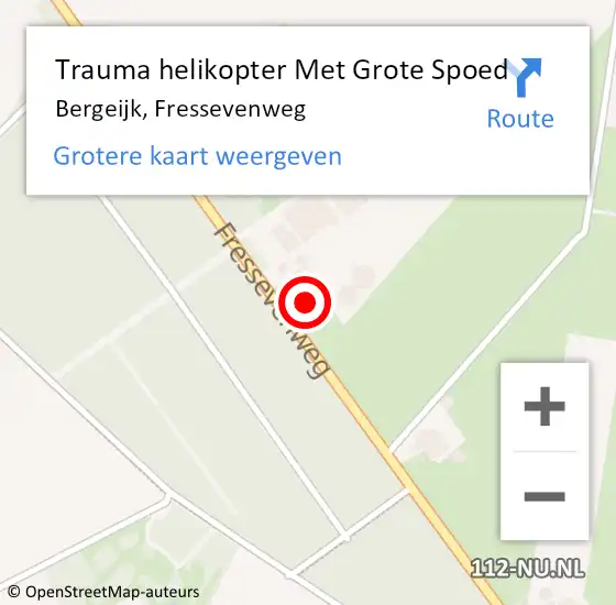 Locatie op kaart van de 112 melding: Trauma helikopter Met Grote Spoed Naar Bergeijk, Fressevenweg op 25 september 2023 17:56