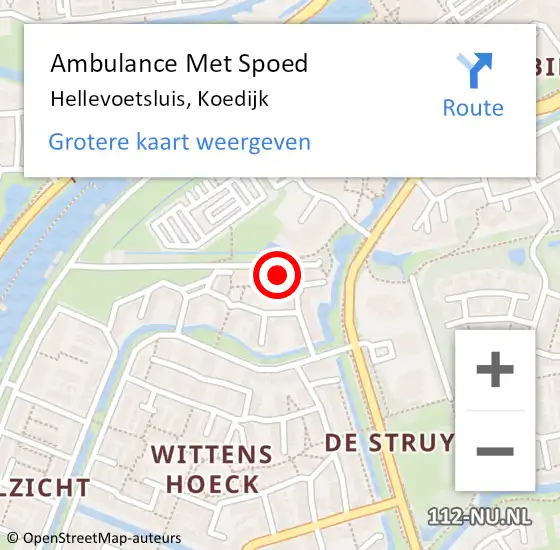 Locatie op kaart van de 112 melding: Ambulance Met Spoed Naar Hellevoetsluis, Koedijk op 25 september 2023 19:14