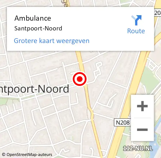 Locatie op kaart van de 112 melding: Ambulance Santpoort-Noord op 25 september 2023 19:56