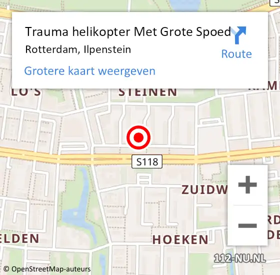Locatie op kaart van de 112 melding: Trauma helikopter Met Grote Spoed Naar Rotterdam, Ilpenstein op 25 september 2023 21:19